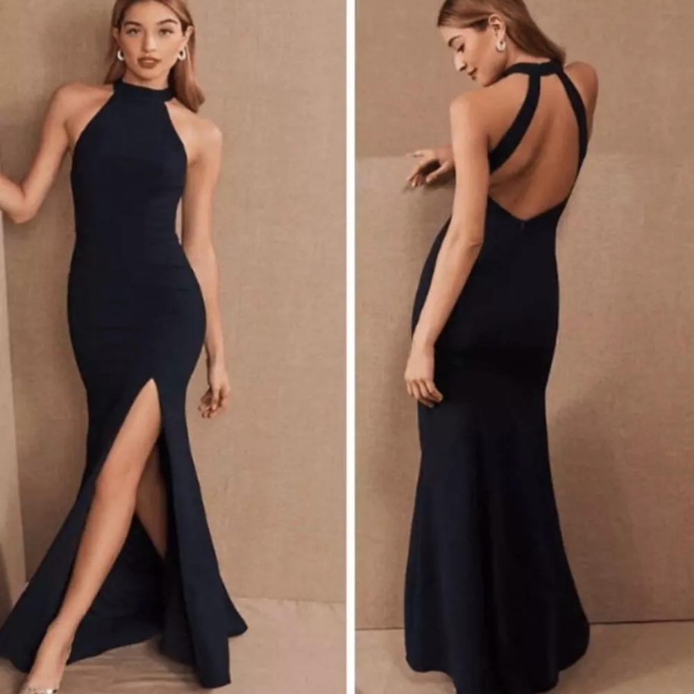 NWT Anthropologie BHLDN Montreal Crepe Maxi Wedding Open Back Black Dress Sz. 10